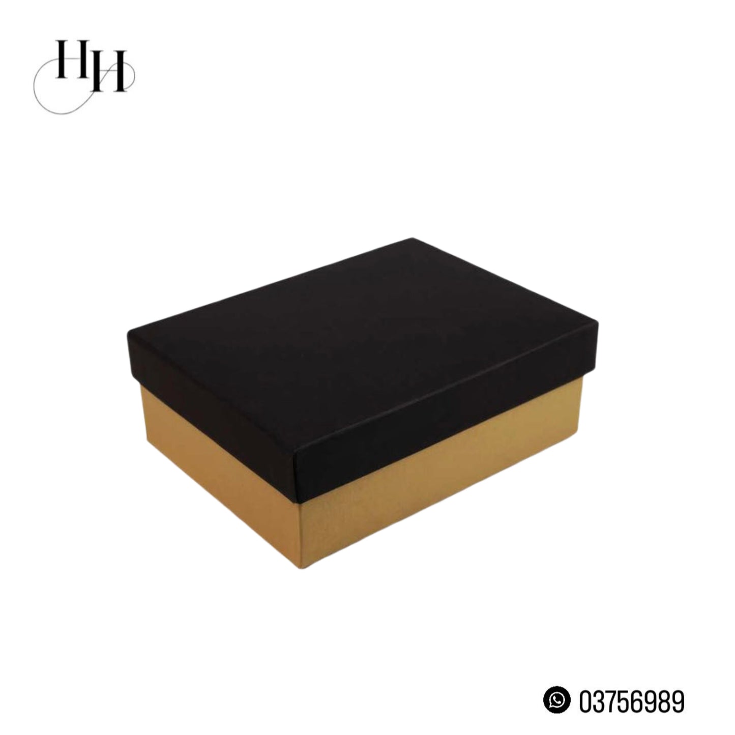 Rectangle Black Gift Box With Gold Lid