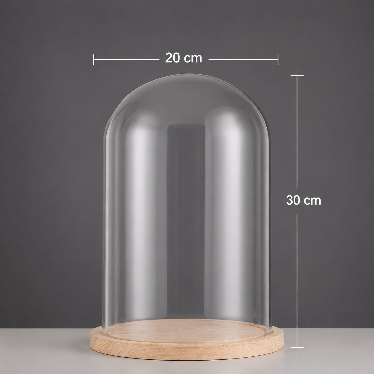Glass Display Dome with Wooden Base – 20 × 30 cm #GD3997