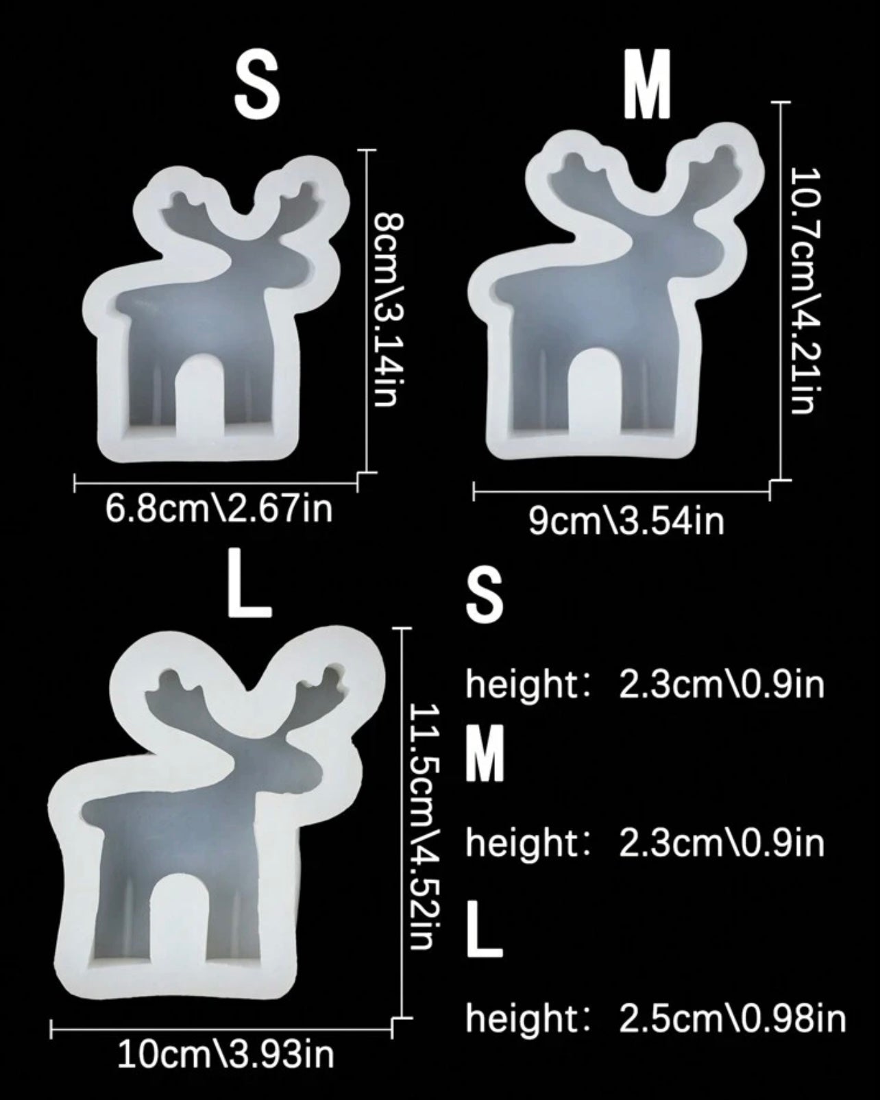 1pc Elk Ornament Silicone Mold #SM1493