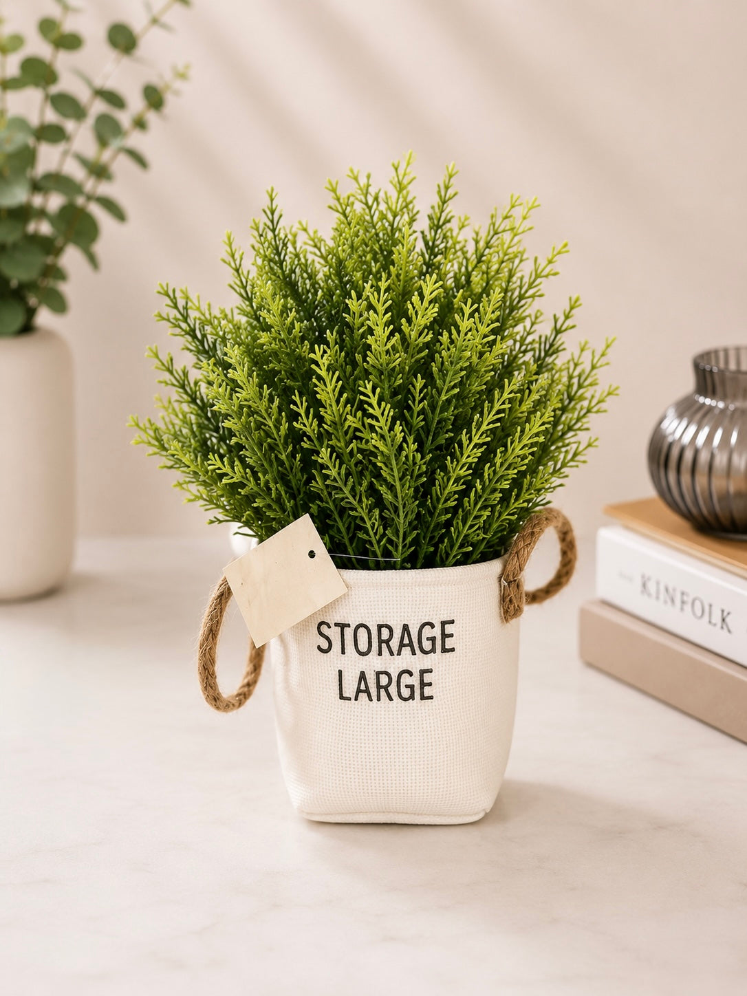 Artificial Green Plant in Decorative Fabric Pot #AP3920