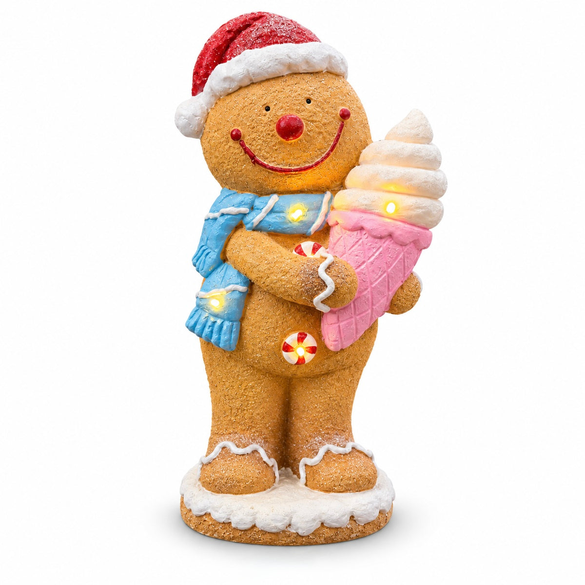 Light-Up Christmas Gingerbread Man with Ice Cream – 40cm #CD4558