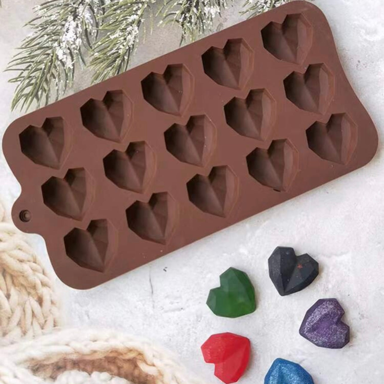 X15 Diamond Heart Shape Silicone Mold #SM1696