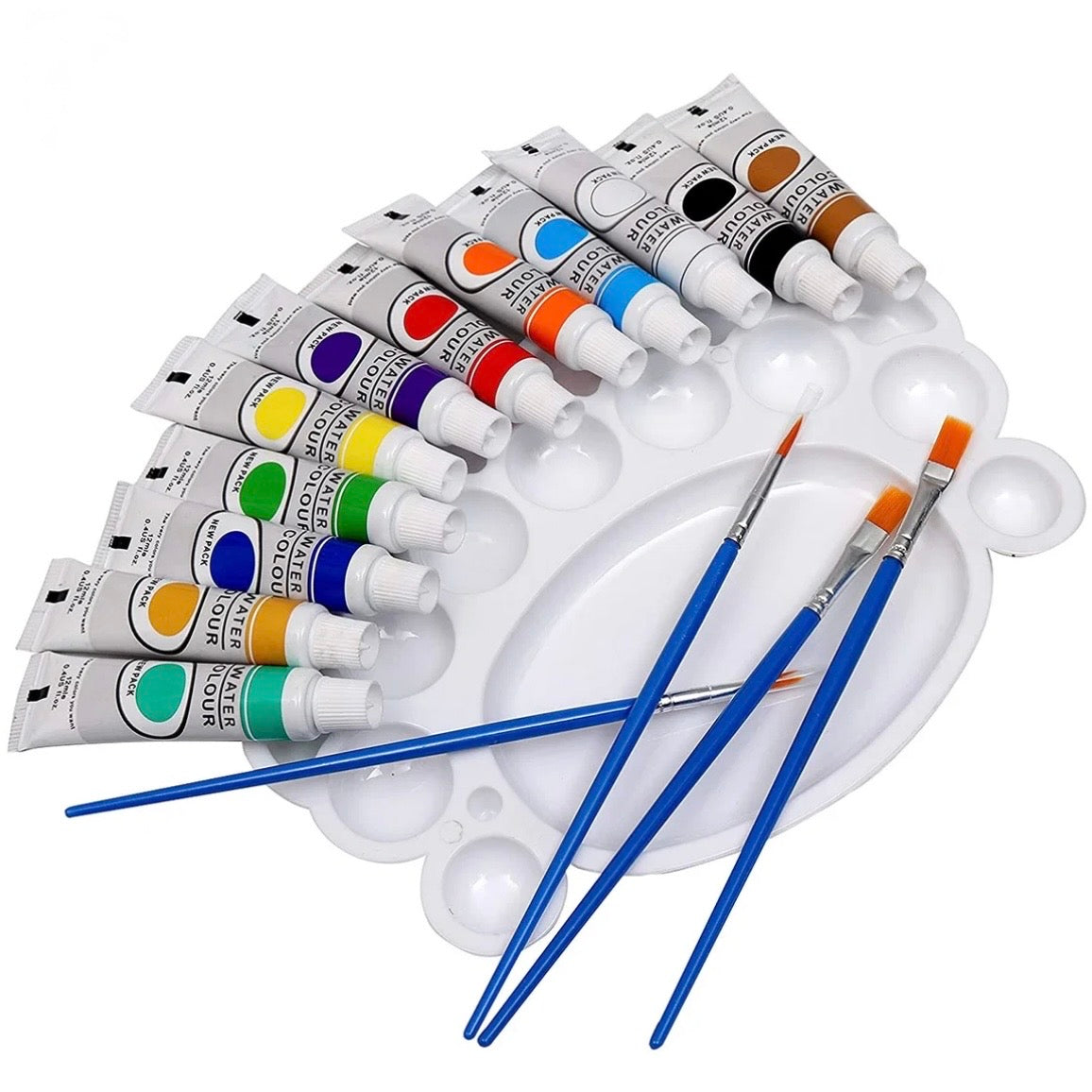 12-Color Acrylic Paint Set with Palette & 4 Brushes #DS4009