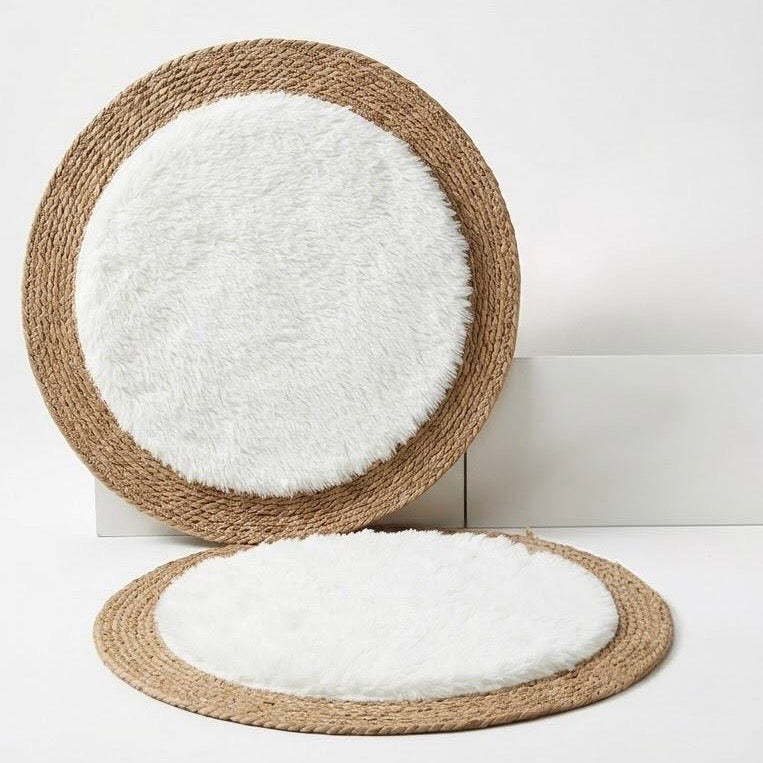 Round Plush Jute Placemat – 80 cm #JP3967