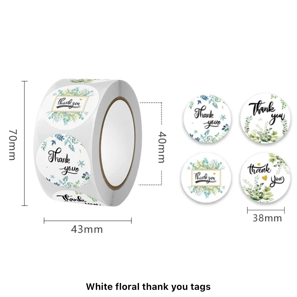 3.8cm x 500pcs Thankyou stickers #CS1306