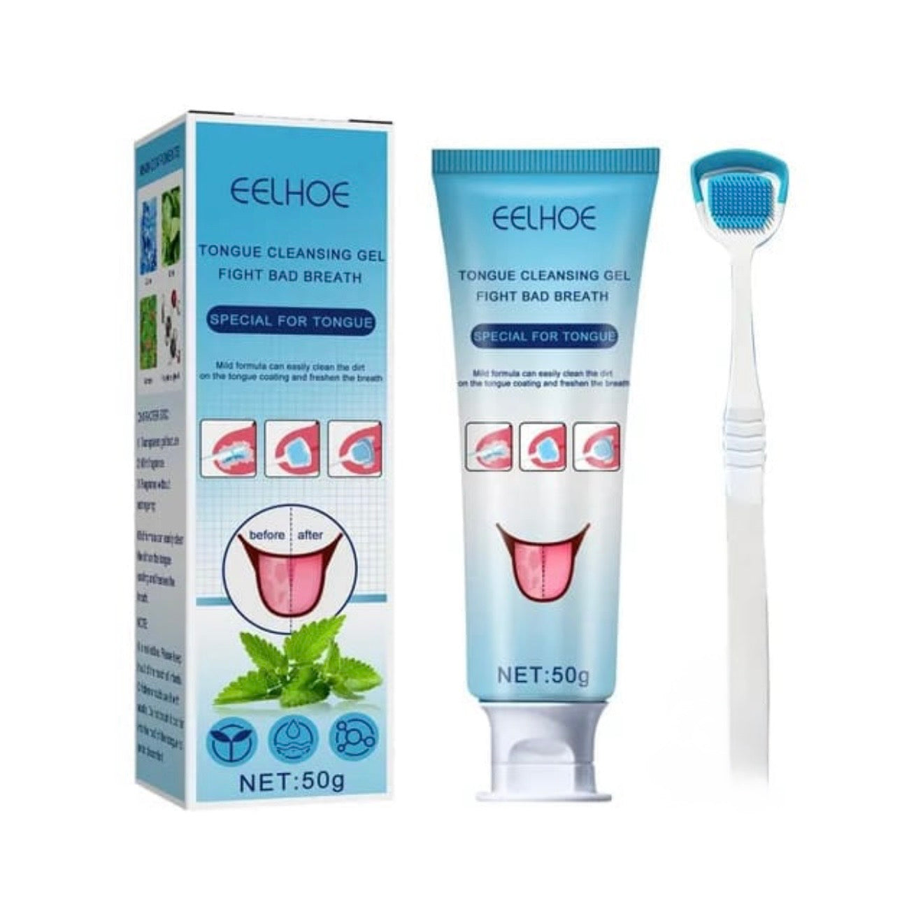 Set / Tongue Coating Gel with Tongue Brush #TF038