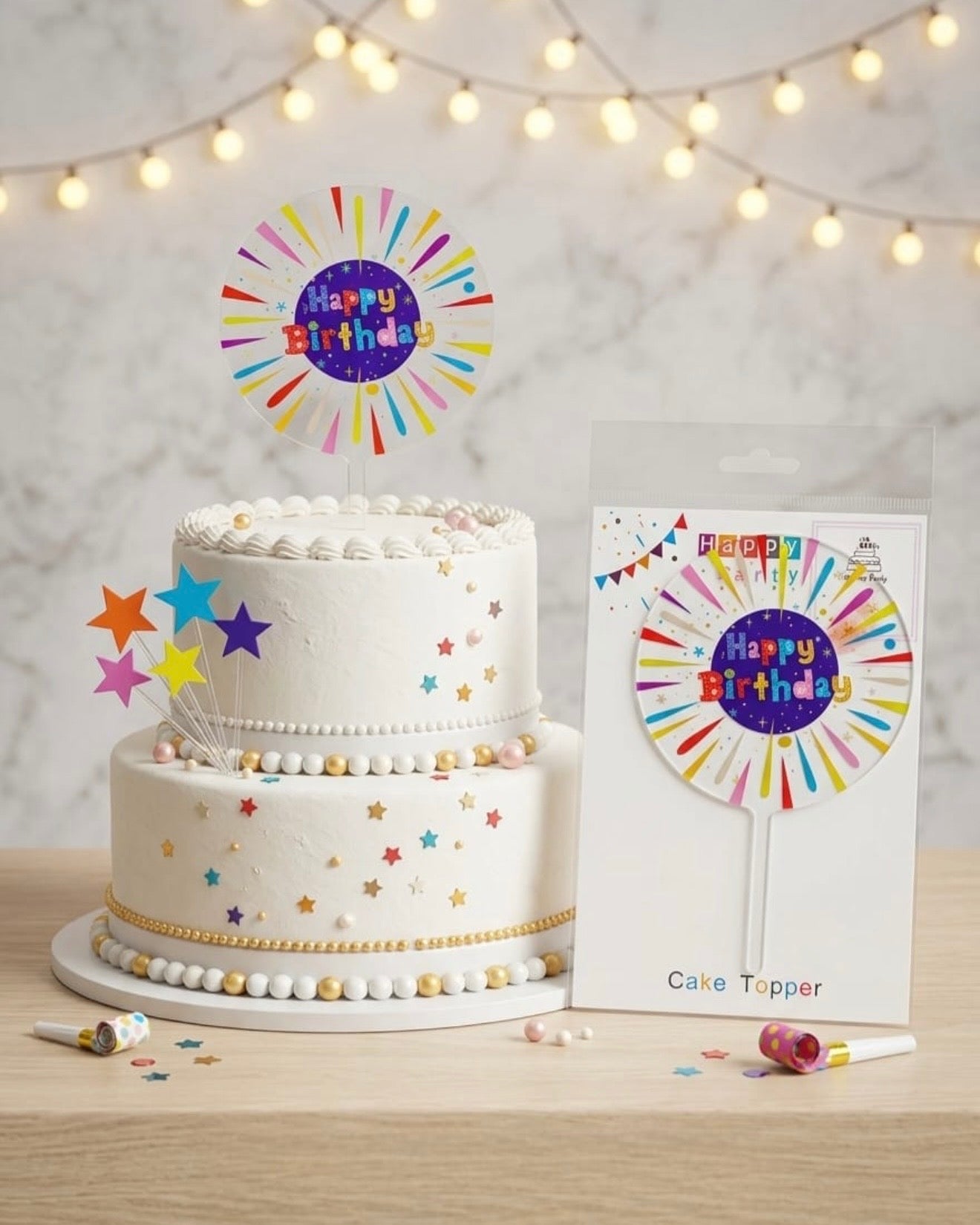 Colorful Happy Birthday Cake Topper #CT3902