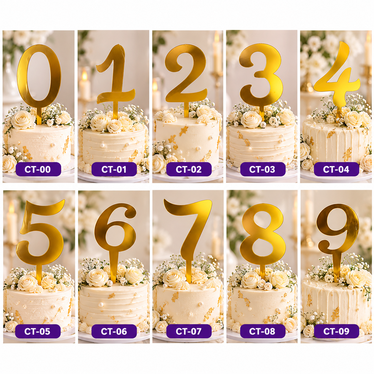 Gold Number Cake Toppers #CT4263