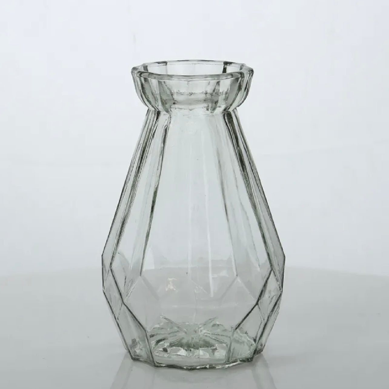 Elegant Diamond Design Flower Desk Decorative Glass Vase 15x7cm, Transparent #GV2803
