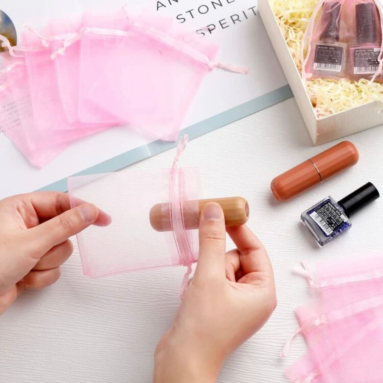 Pink Organza Bag x12pcs