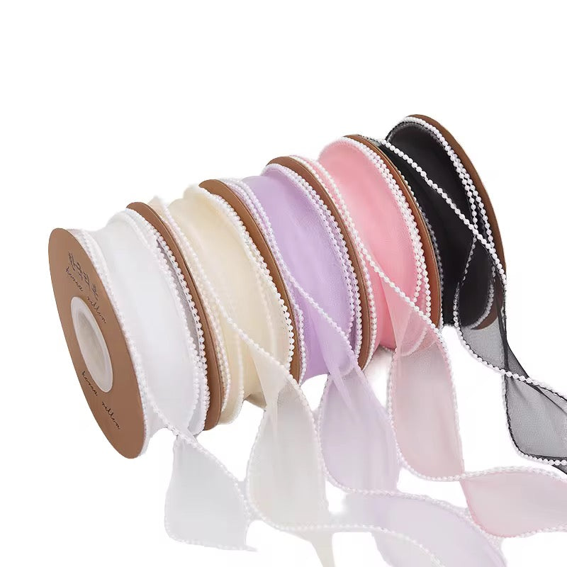 4cm x 4.5m - Pearl-Edge Decorative Ribbon #DR4068