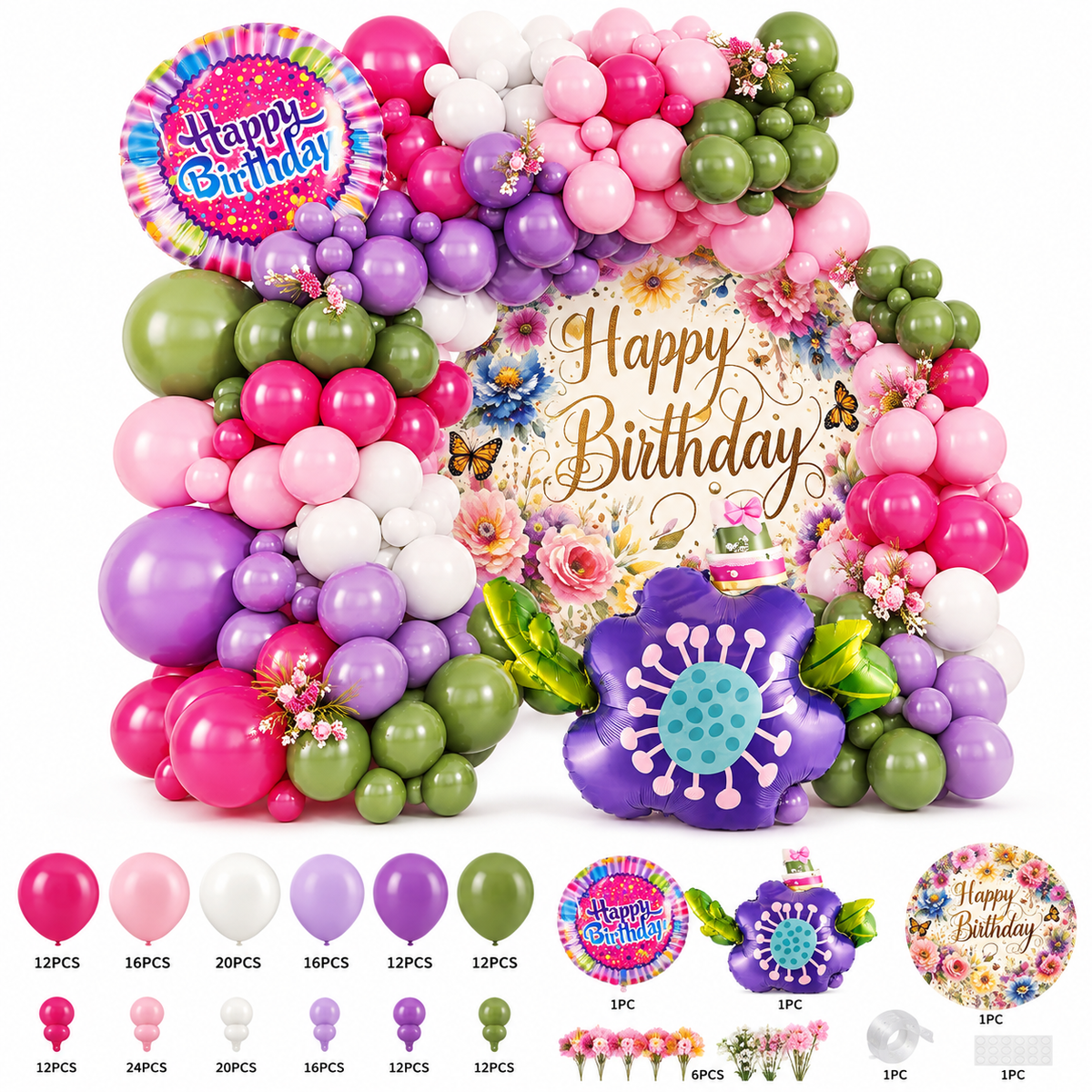 80pcs Happy Birthday Balloon Set #BB4298
