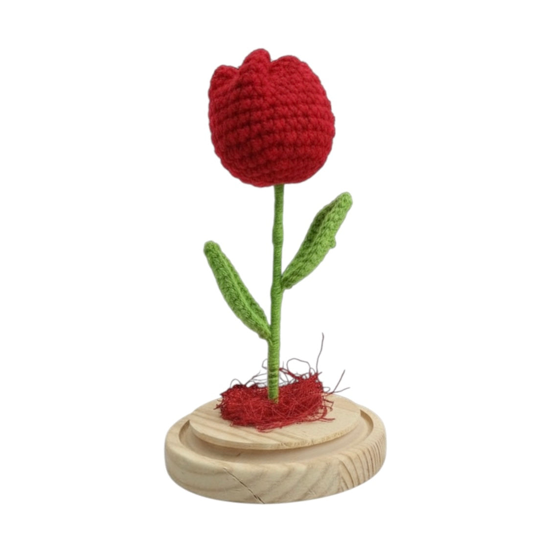 Handmade Knitted Rose in Glass Dome #TW2570