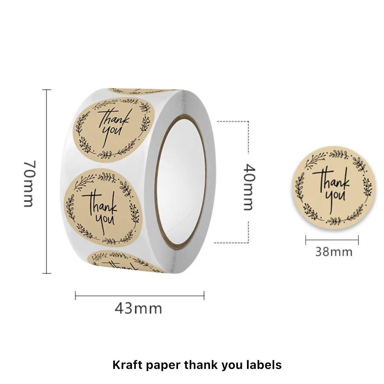 3.8cm x 500pcs Thankyou stickers #CS1313