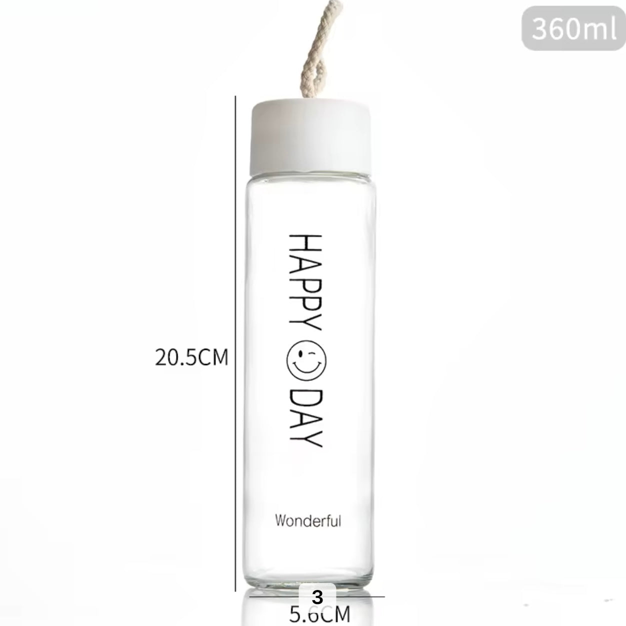 360ml Frosted Glass Water Bottle #GB2008