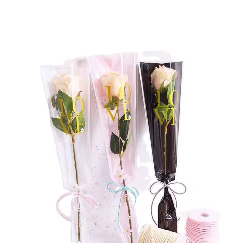 X12pcs LOVE Flower Bouquet Wrapping Sleeve – 56 cm #WP3980