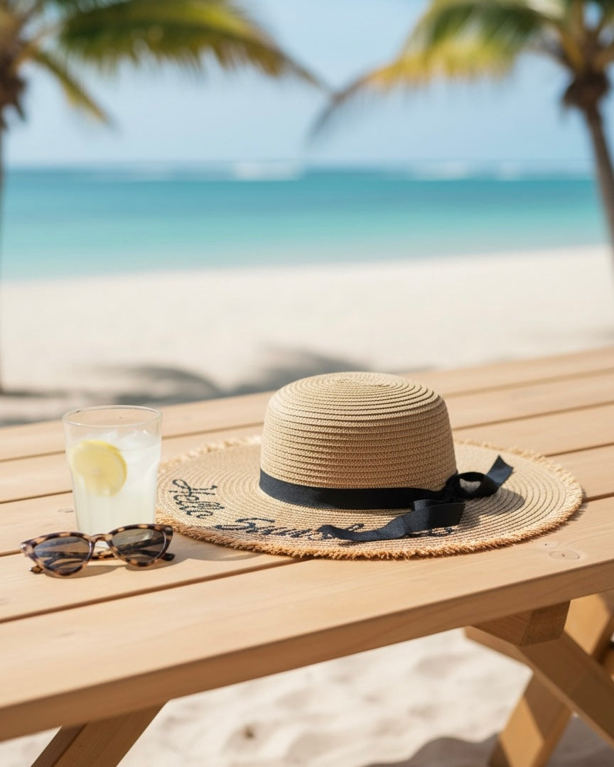 Women’s “Hello Sunshine” Wide Brim Beach Hat #SB3830
