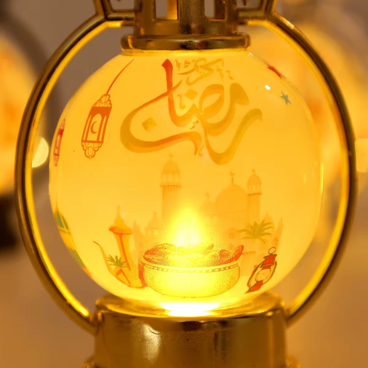 1pc Decorative Lights LED Electronic Candle Lights Retro Lantern Wind Lights For Mubarak Day Desktop Party Decoration( Battery Included) #RT1569