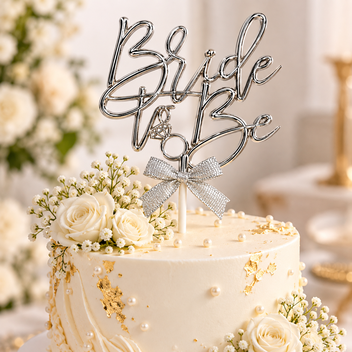 Silver Bride To Be Cake Topper #CT4261