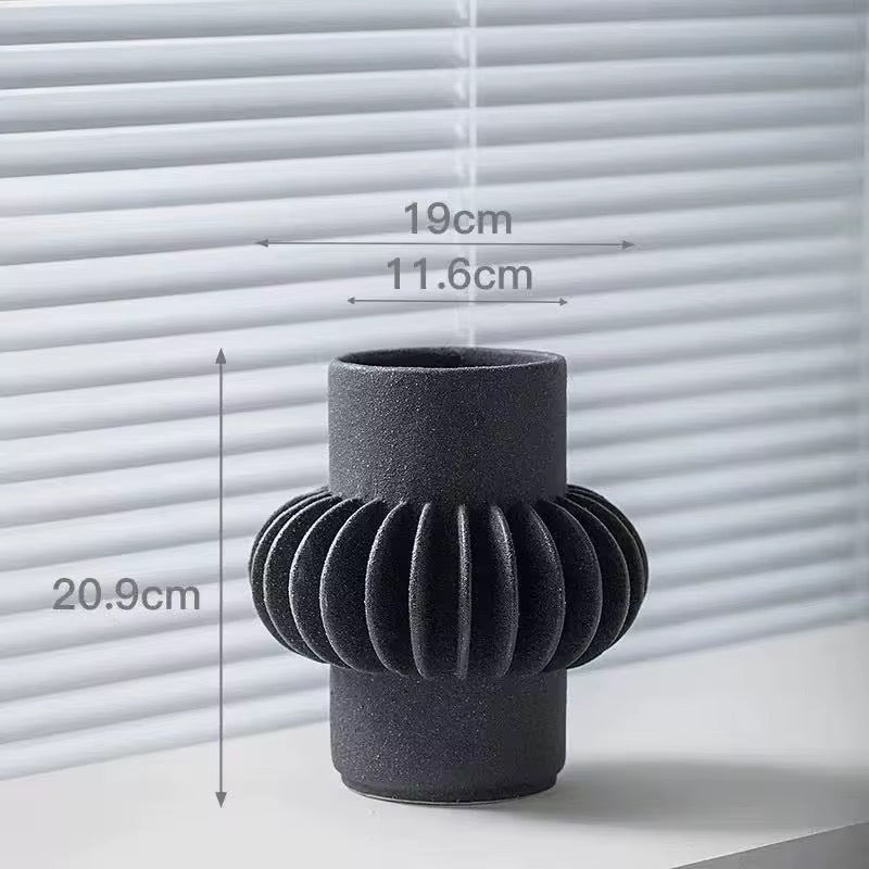 21x19x12cm - Modern Ribbed Decorative Vase #CV3981