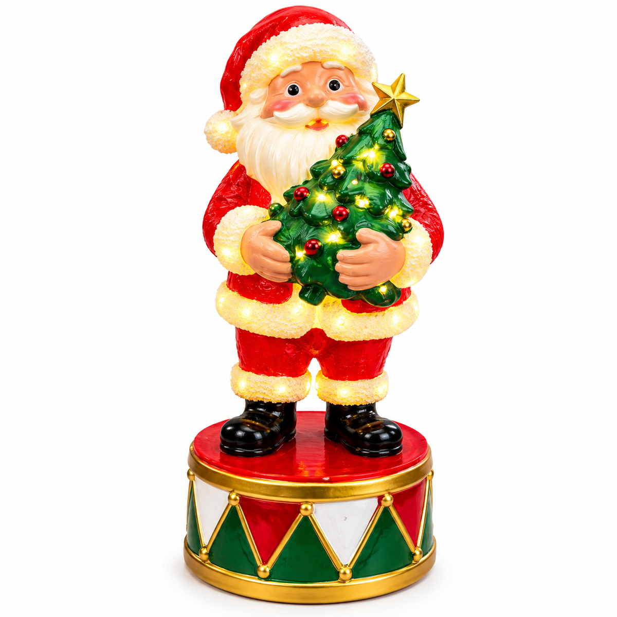 Santa Claus with Light-Up Christmas Tree – 20cm #CD4424