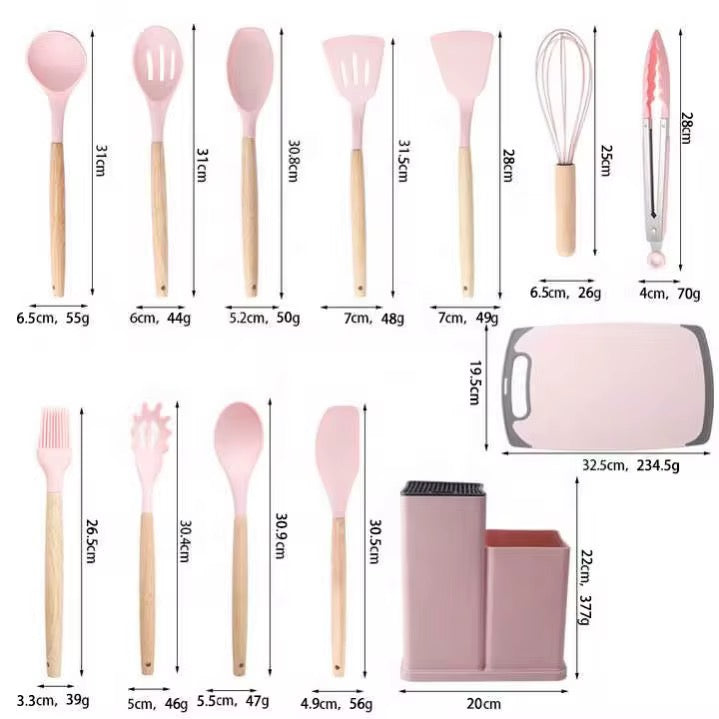12-Piece Silicone Kitchen Utensil Set with Organizer Holder #GS3940