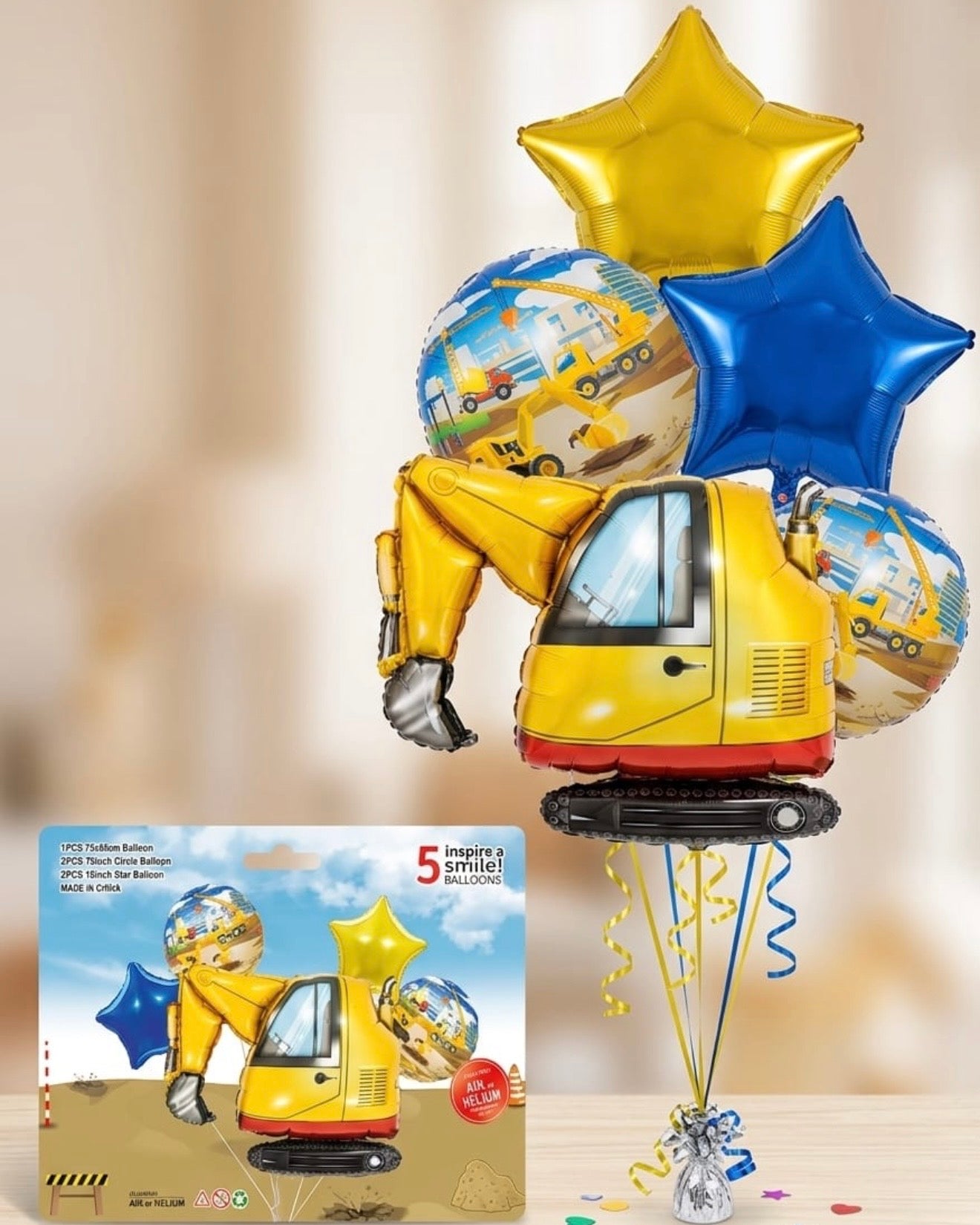 Construction Balloon Bouquet – 5 Piece Set #BS3233