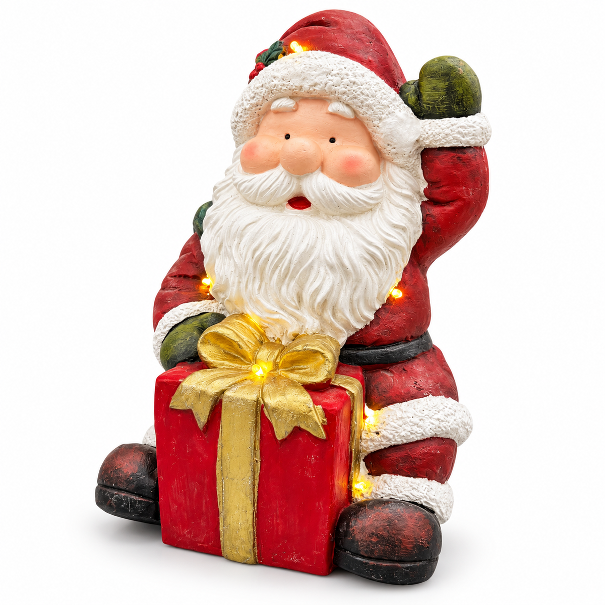 Light-Up Santa Claus with Christmas Gift Decoration – 40cm #CD4561
