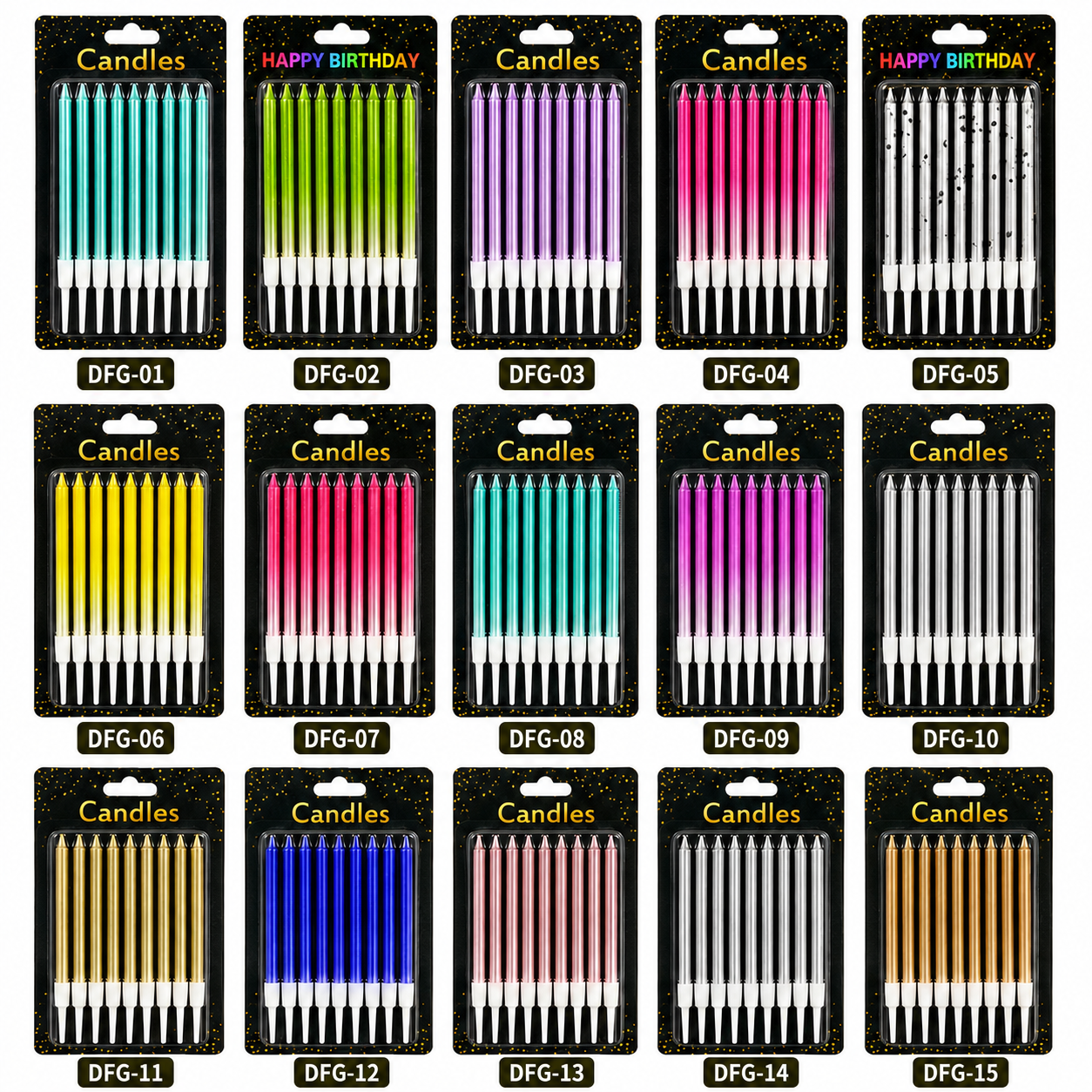 Metallic Birthday Candles – 10pcs #CC4170
