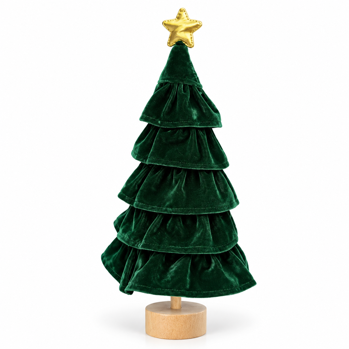 Velvet Christmas Tree Decoration with Gold Star #CB4417