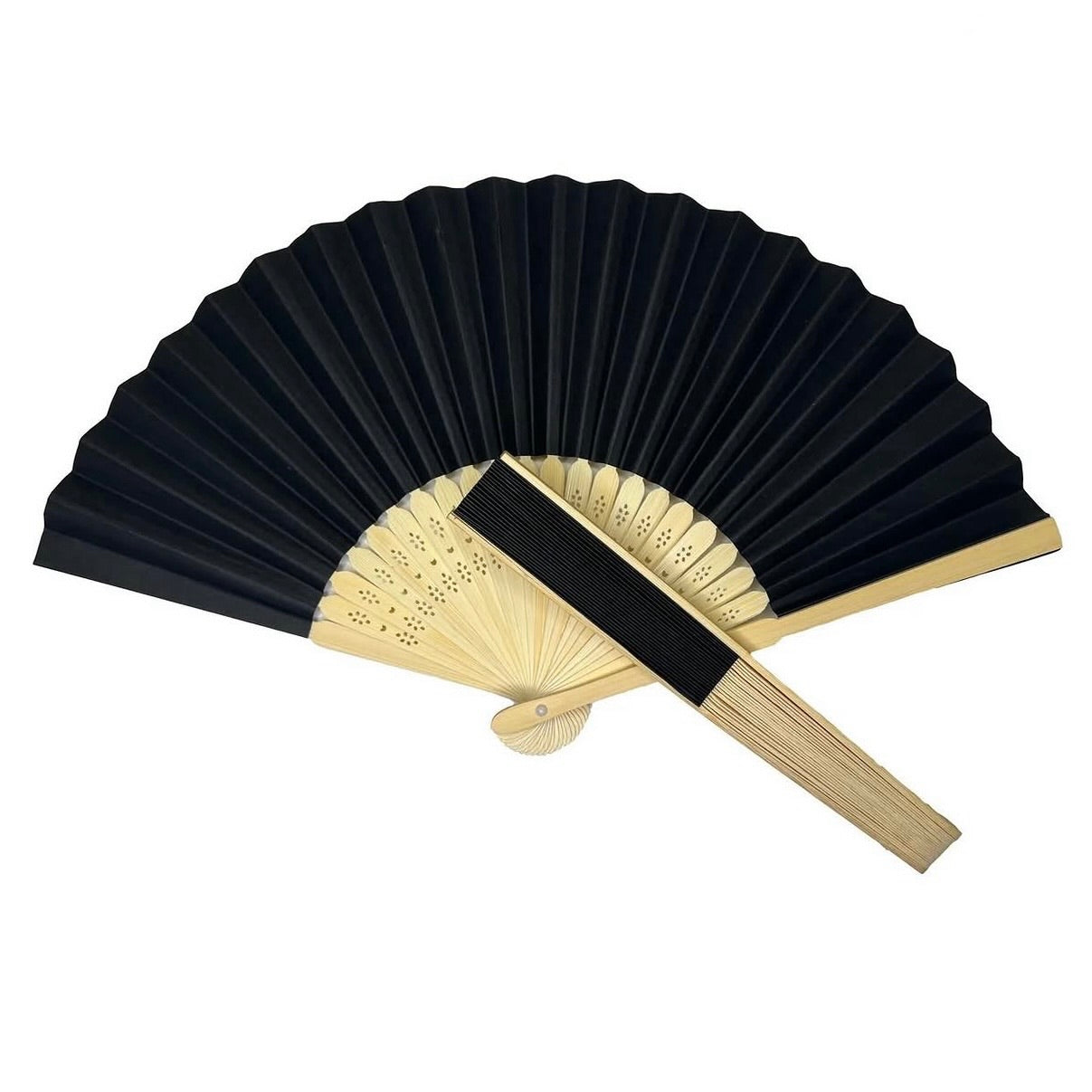 Black Bamboo Handheld Fans Vintage #HF3284