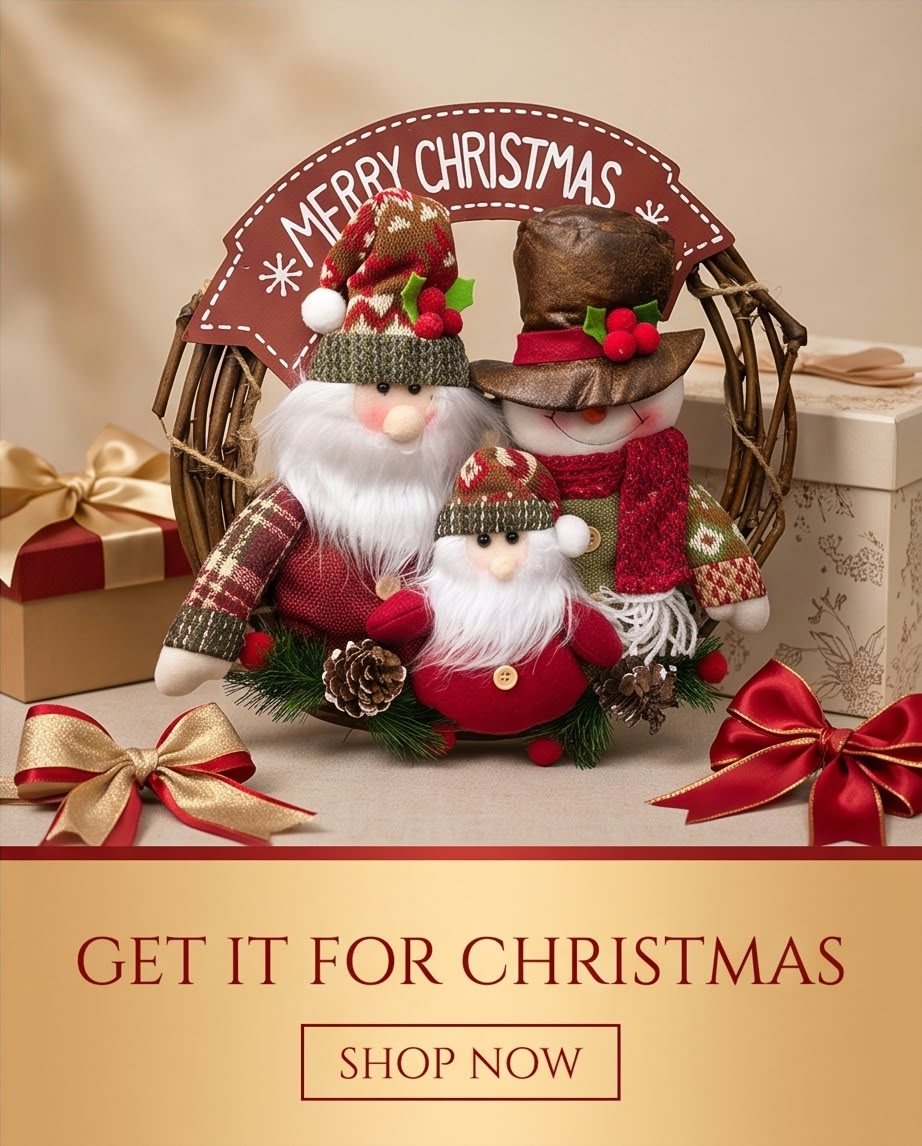 Christmas Wreath with Santa & Snowman #CD4392