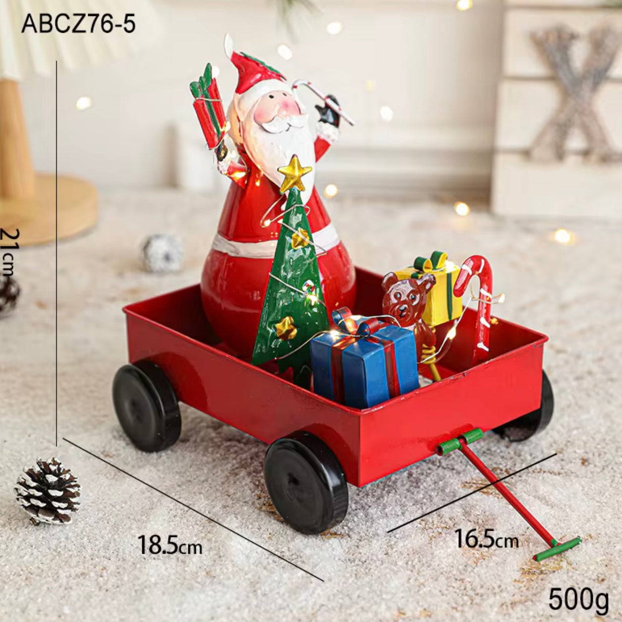 Metal Santa Wagon Christmas Decoration, Festive Table Décor #CD2060
