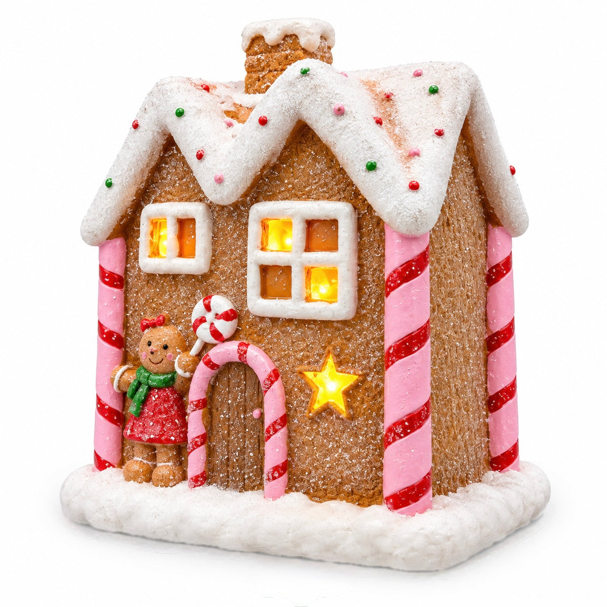Light-Up Gingerbread Christmas House Decoration – 30cm #CD4560