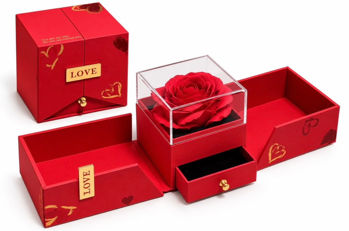 Luxury Red Rose Gift Box with Jewelry Drawer #JW4498