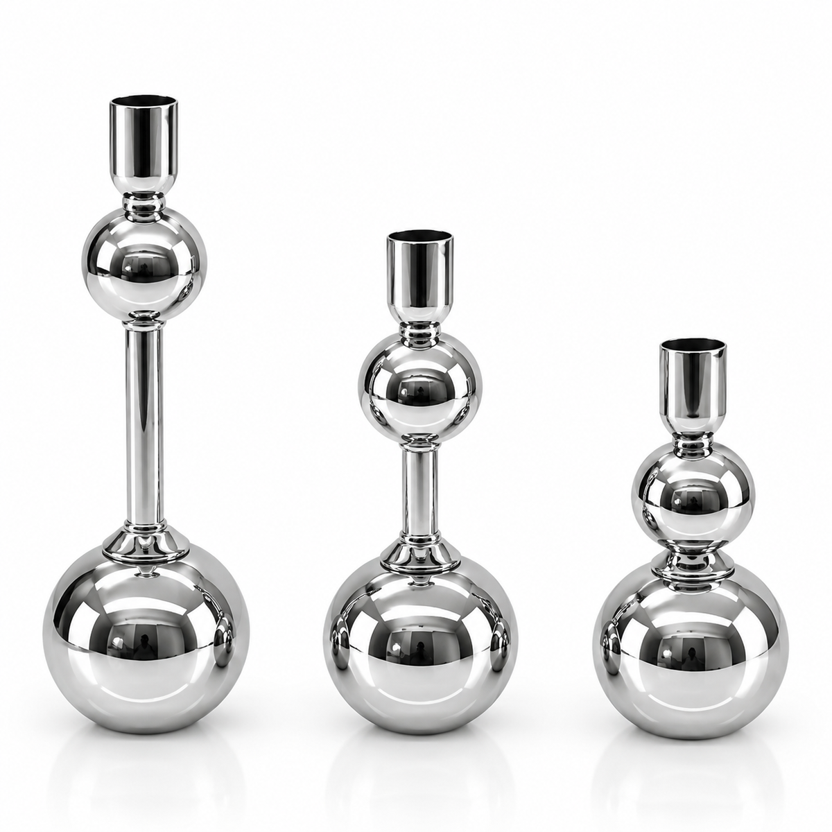 Silver Ball Design Candle Holders #CH4216