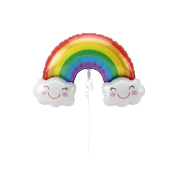 Rainbow Foil Balloon with Clouds – Cute Party Decoration #FB2954