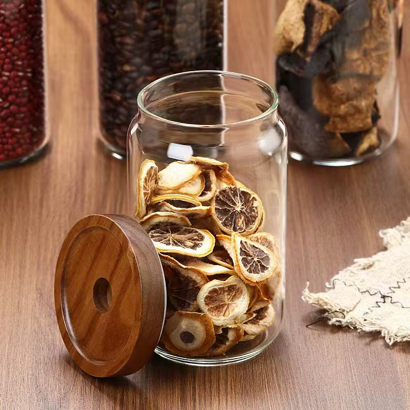Glass Storage Jar with Wooden Lid #GS3948
