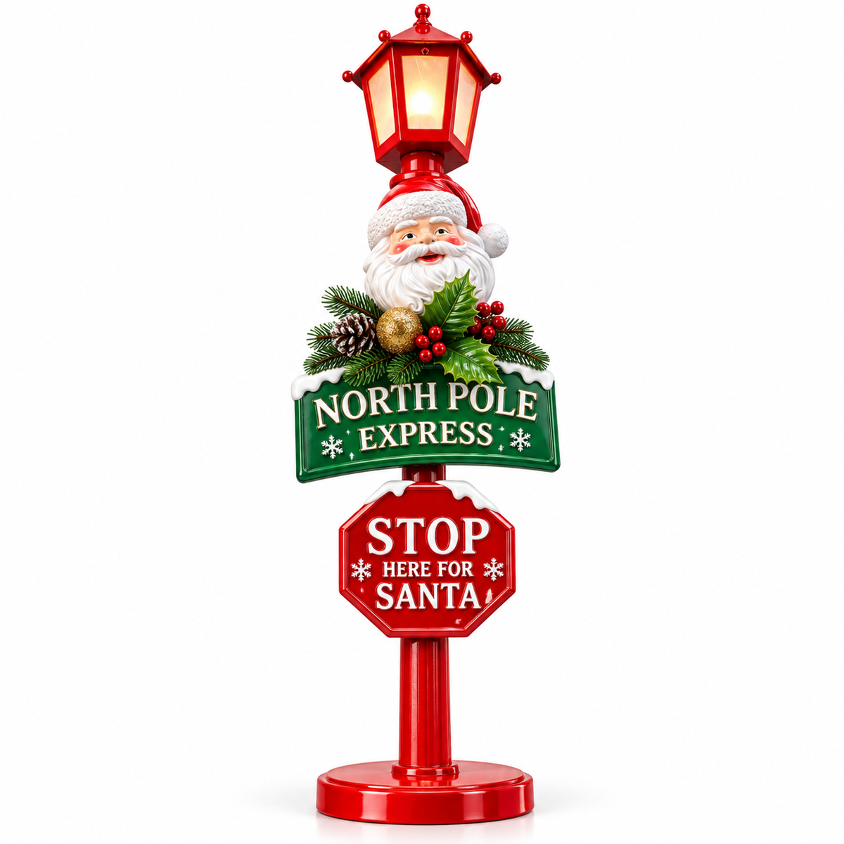 North Pole Express Christmas Sign Decoration with Santa – 90cm #CD4438