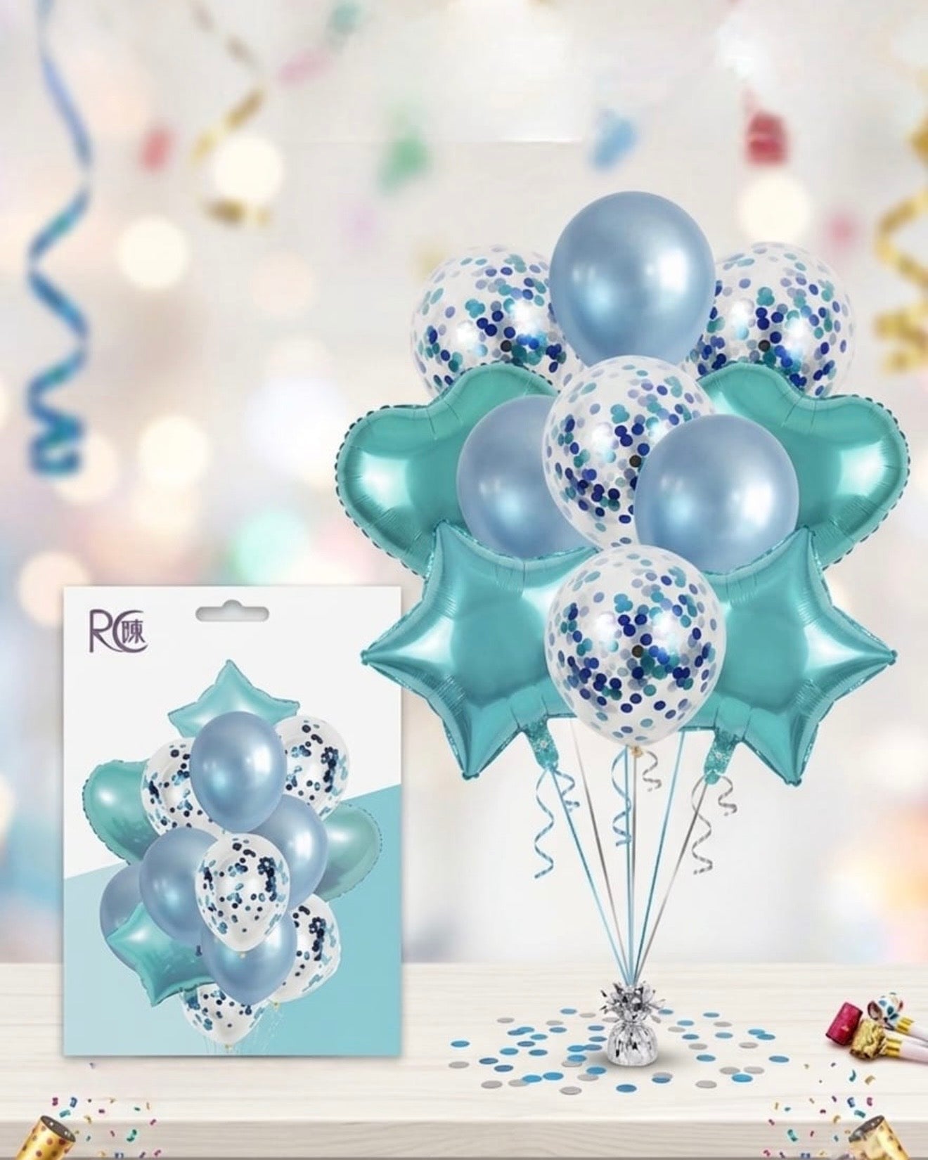 Blue Ocean Balloon Bouquet Set – Foil & Confetti Collection #BS3215
