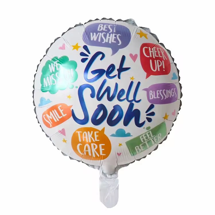 18” Get Well Soon Floral Round Foil Balloon – Cheerful Recovery Gift #FB2900