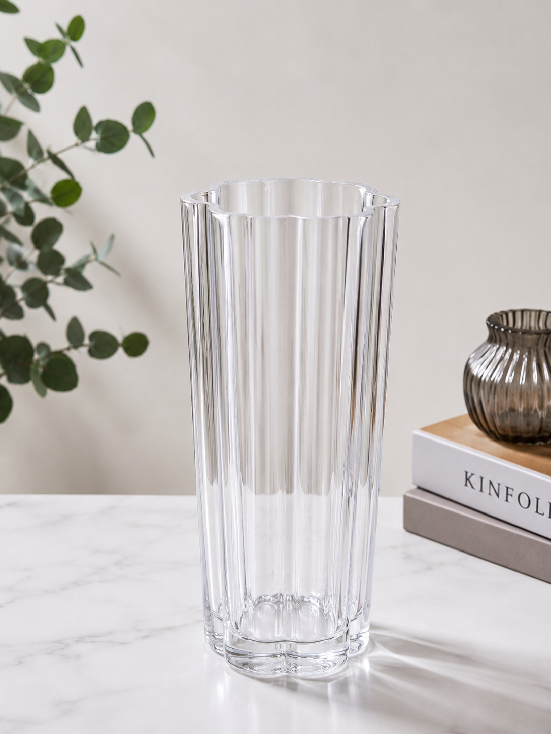 Premium Fluted Crystal Glass Vase #GV3926