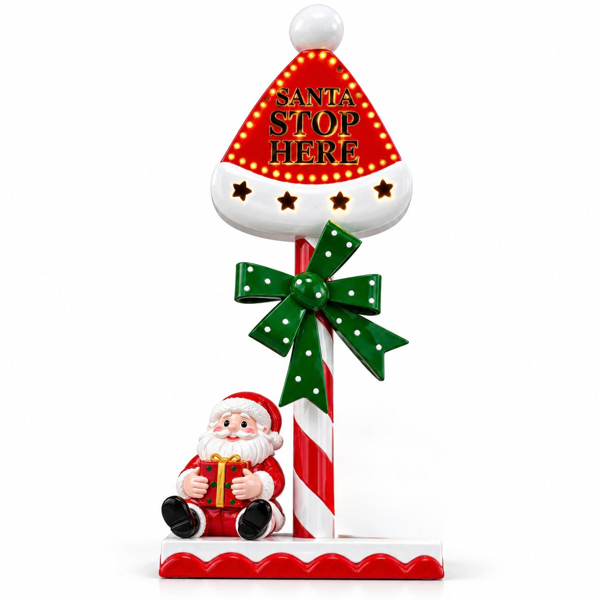 Santa Stop Here Christmas Decoration with Lights – 55cm #CD4436
