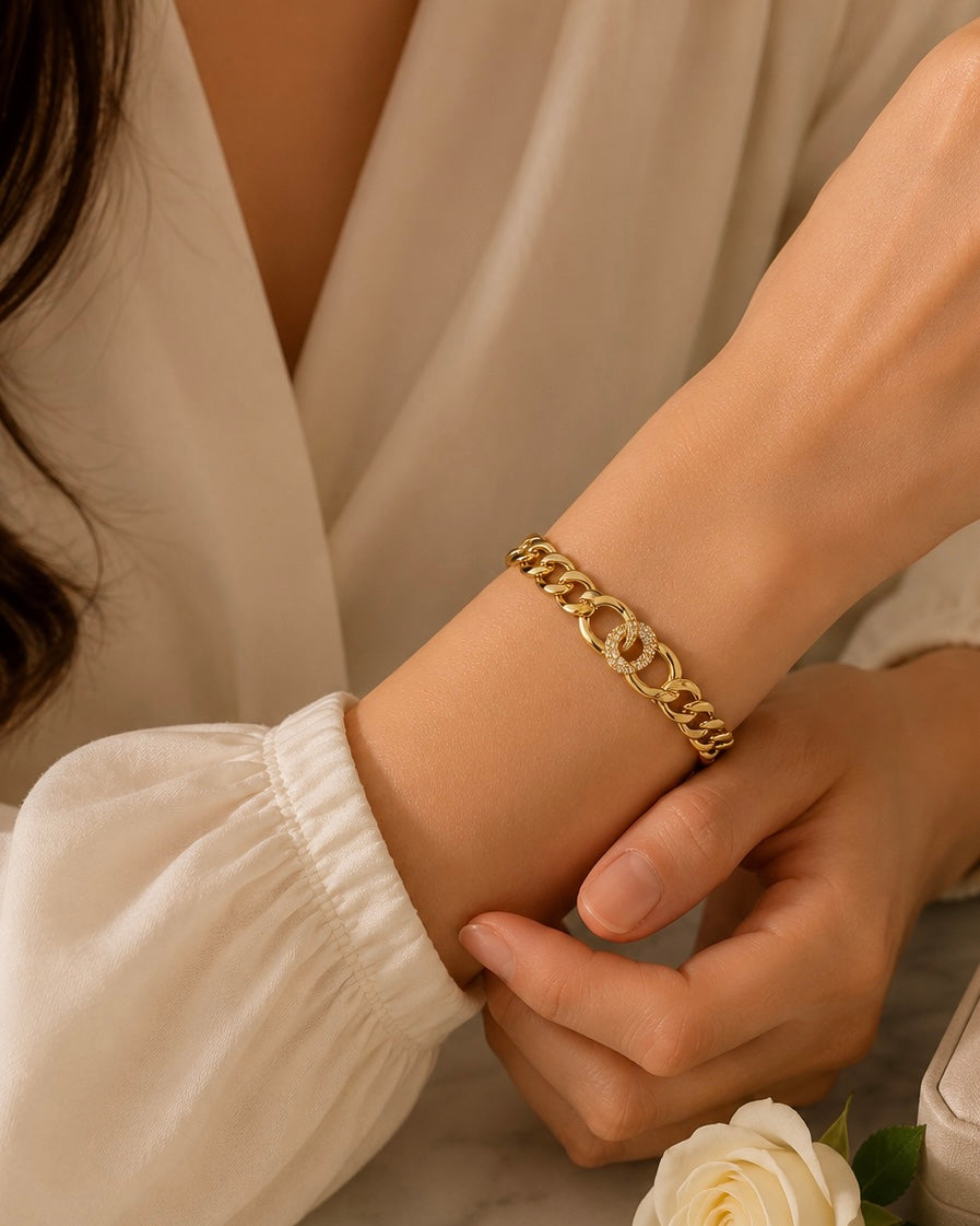 18K Gold Plated Clover Bracelet #GB3855