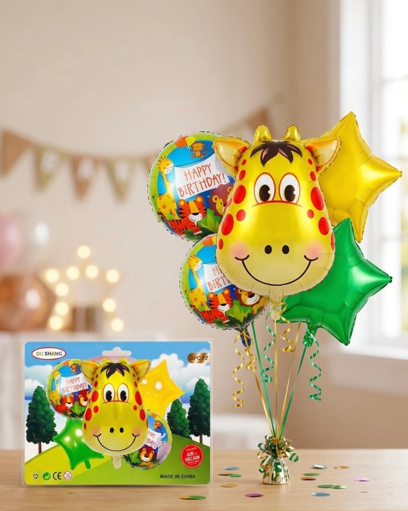 Giraffe Balloon Bouquet – 5 Piece Set #BS3234