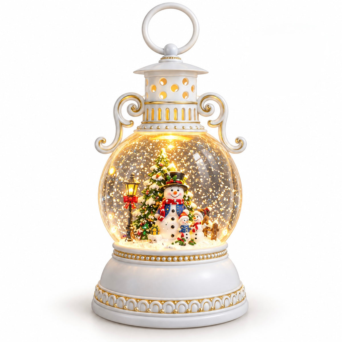 Christmas LED Snow Globe Lantern – Snowman Family (32 cm) #CD4488