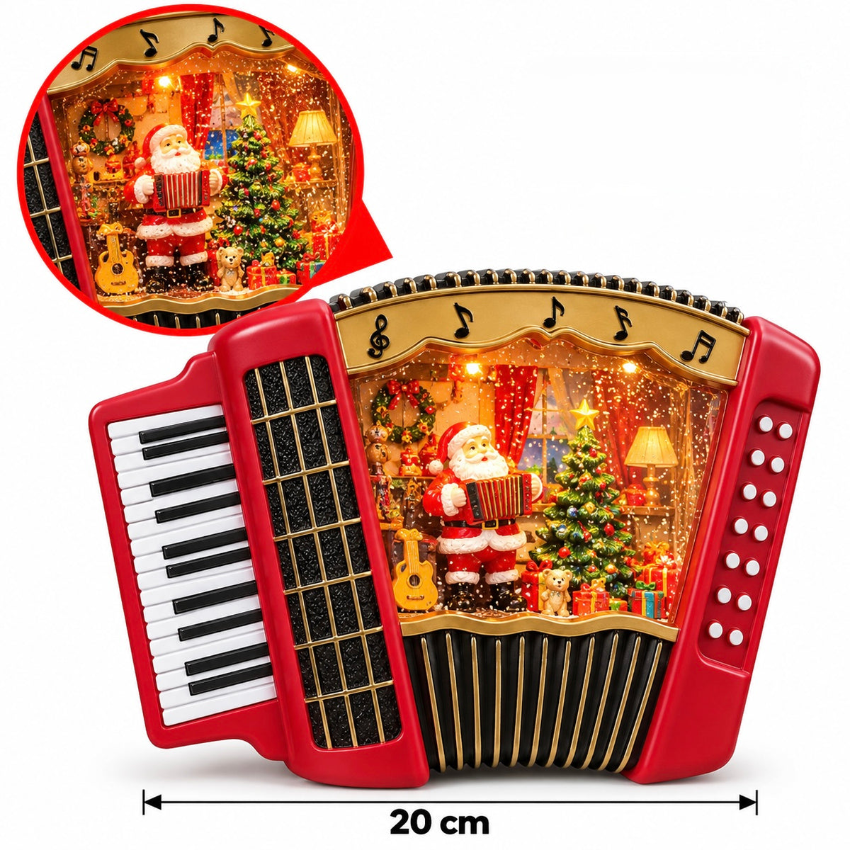 Christmas Accordion Musical LED Water Globe Decoration – 20 cm #CD4482