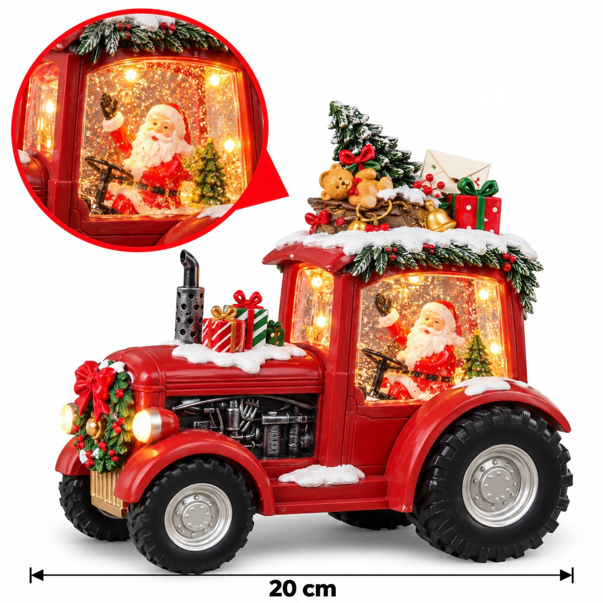 Christmas Musical Light-Up Tractor Decoration – 20 cm #CD4480