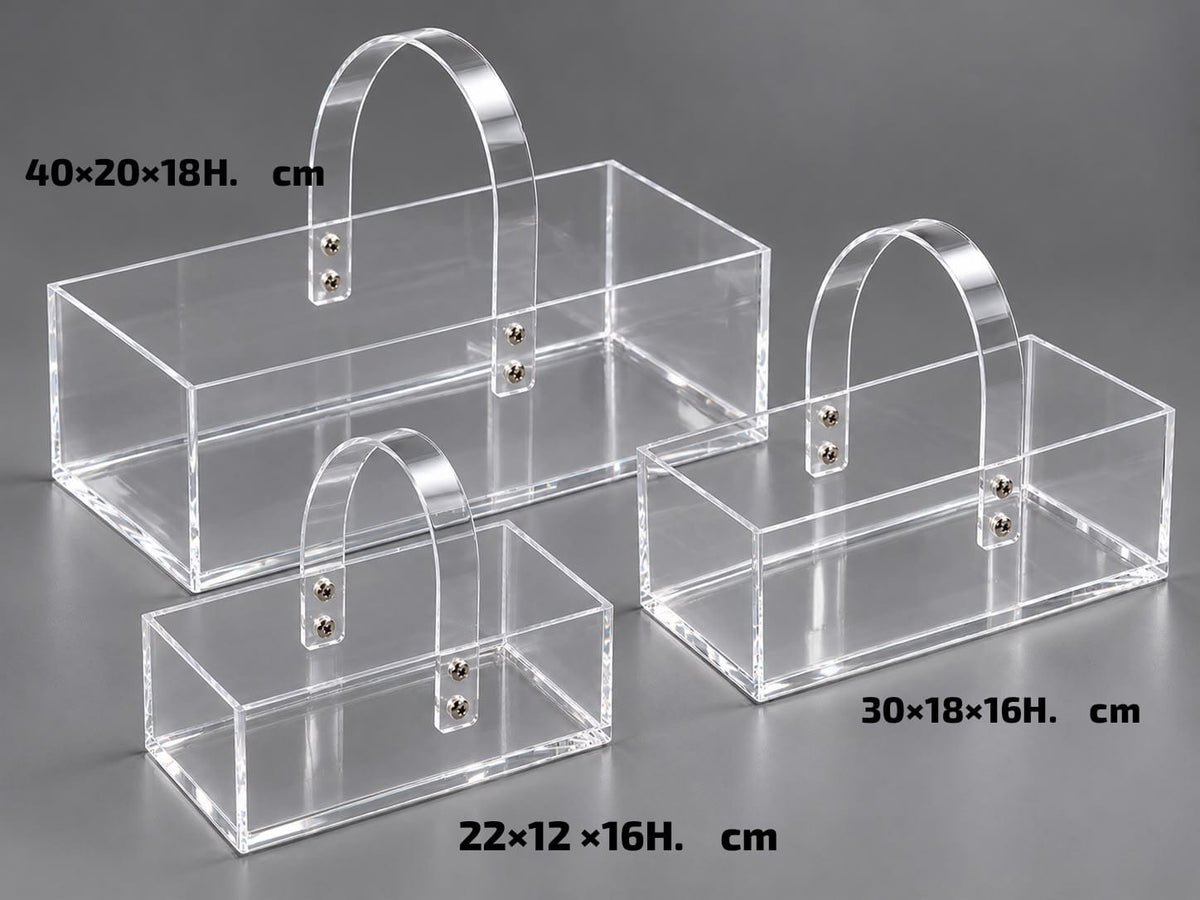 Set of 3 Clear Acrylic Gift Baskets with Handles #AB4490