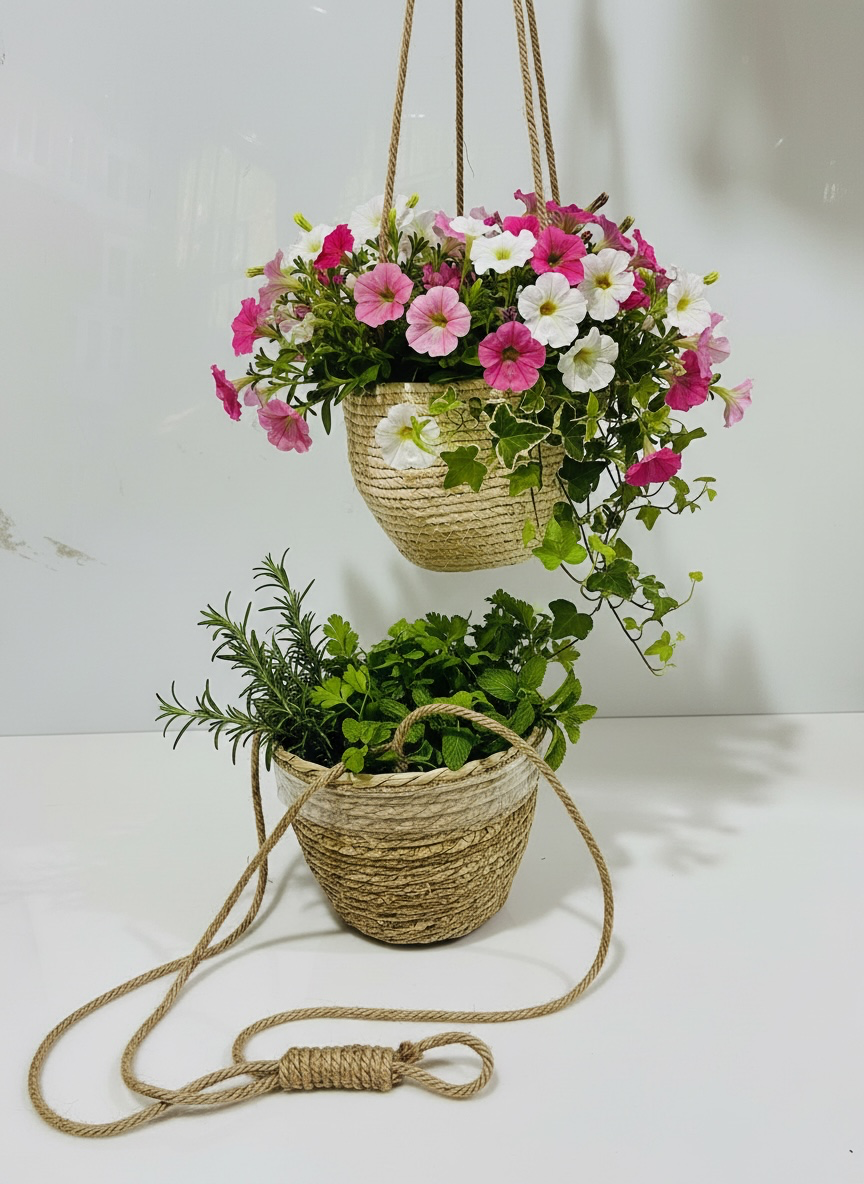 Natural Hanging Rope Planter Basket #RB3965